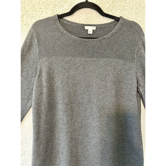J. Jill Wool Blend Pleat Back Tunic Sweater Charcoal Size S Relaxed Fit - Picture 3 of 13